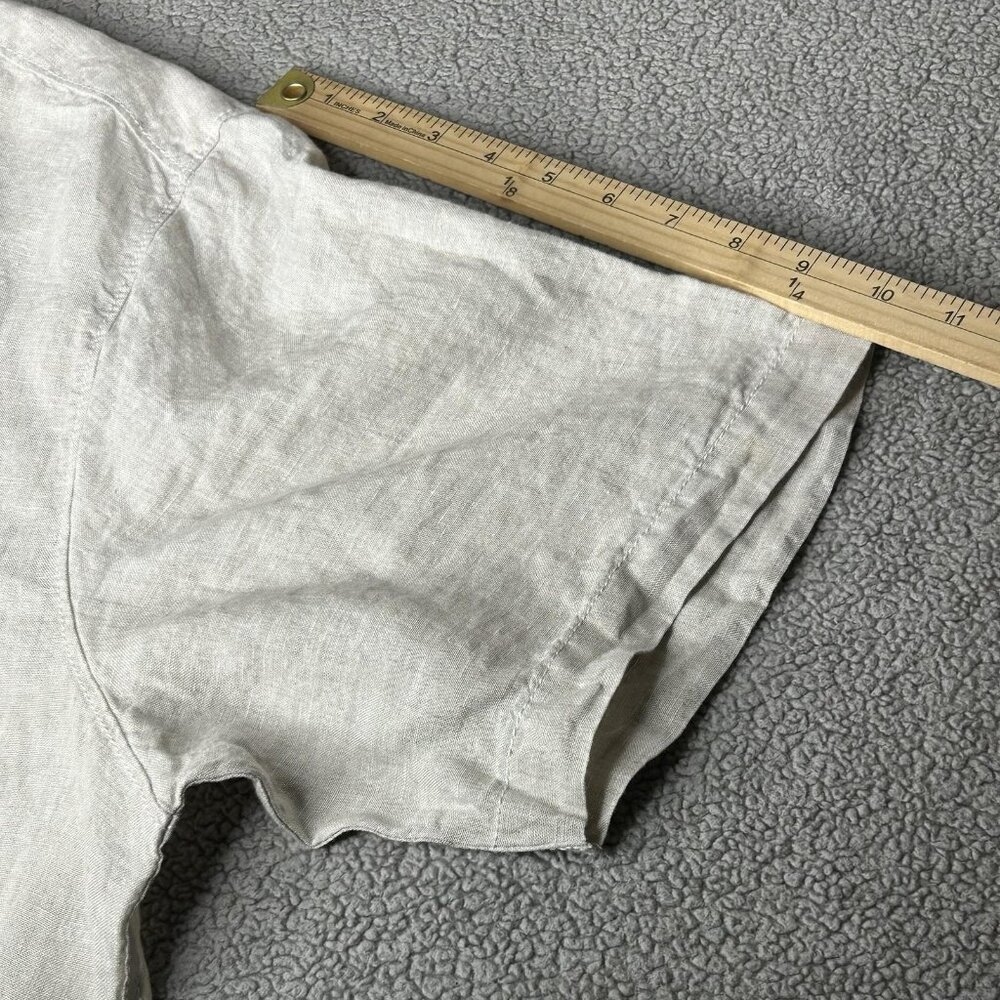 Tommy Bahama Shirt Mens L Beige Natural Linen Short Sleeve Button Up Camp Casual - Picture 9 of 11